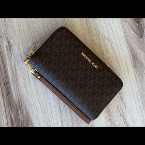 Michael Kors signature multi phone wallet brown